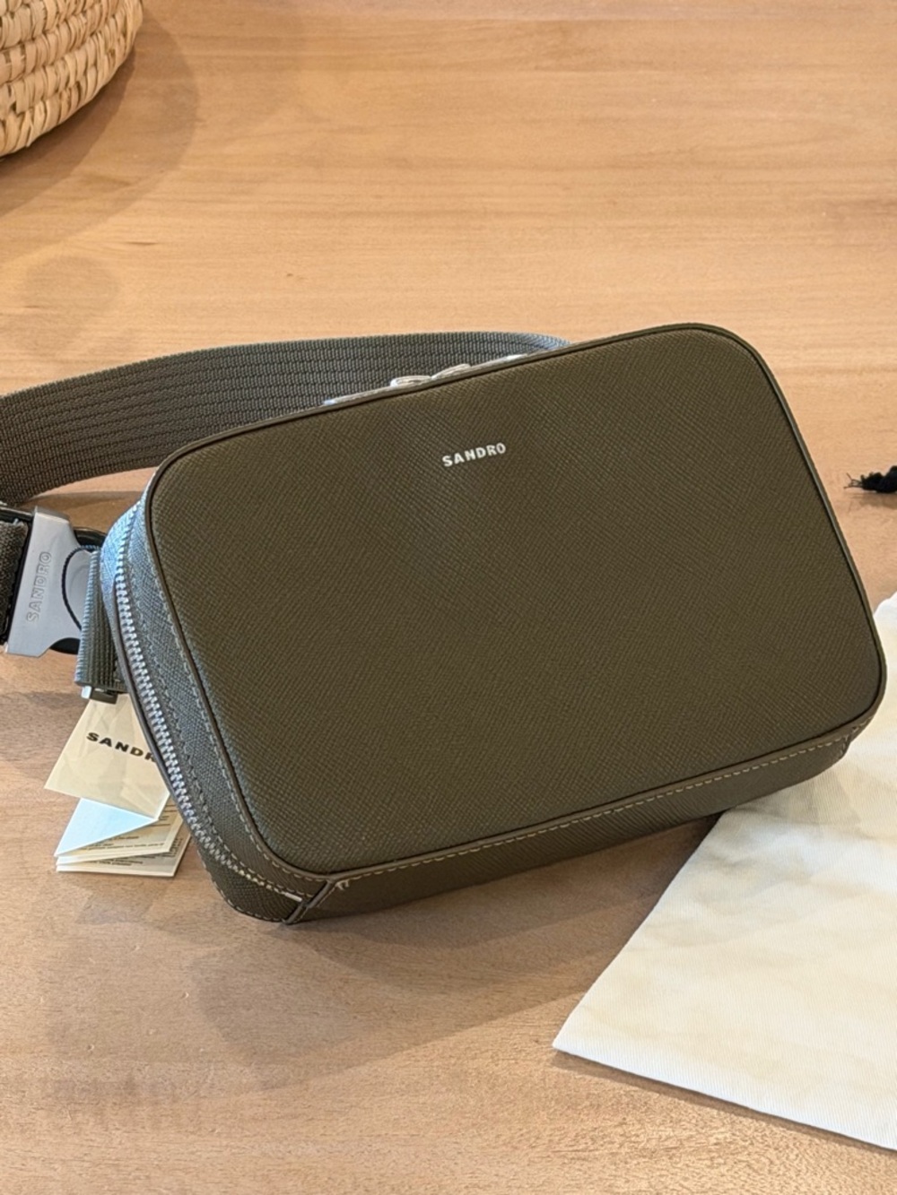 Sandro Olive Green Belt Bag with Adjustable  Strap